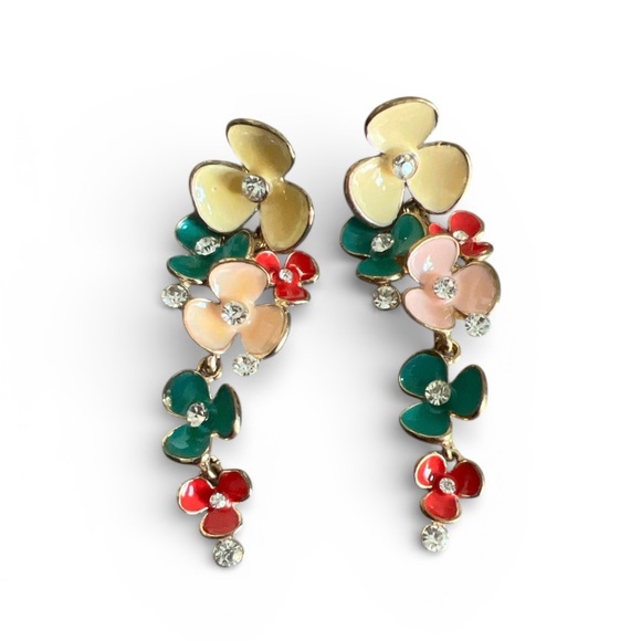 Floral Multicolor Drop Earrings - Picture 1 of 11